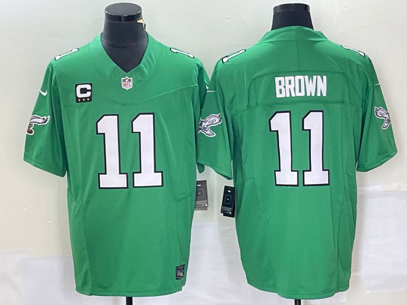 Men Philadelphia Eagles #11 Brown Green Nike Throwback Player Game NFL Jerseys